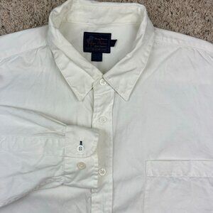Indigo Palms Men XL Long Sleeve All Cotton White Button Up Dress Shirt Business